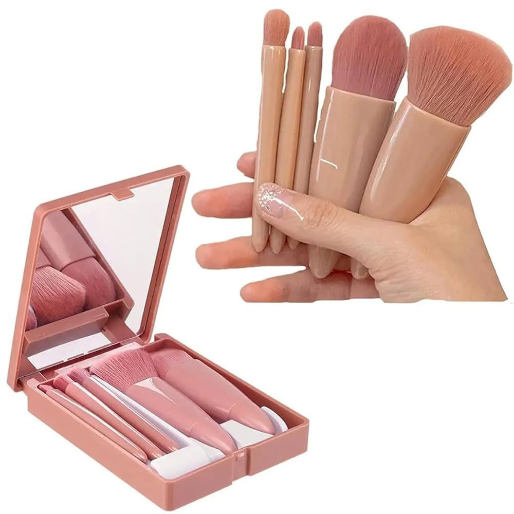 5-in-1 Portable Makeup Brush Set with Mirror Case